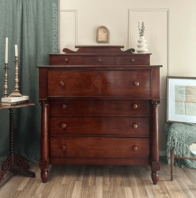 1840s Cherry Empire Revival Dresser – u.s. Navy Civil War Provenance, Original Discharge Papers Included, Original Finish Preserved - Loft of Echoes