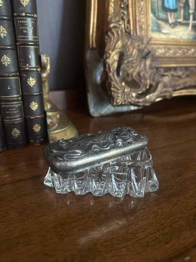 Antique Art Nouveau Glass and Silverplate Dresser Box - Loft of Echoes