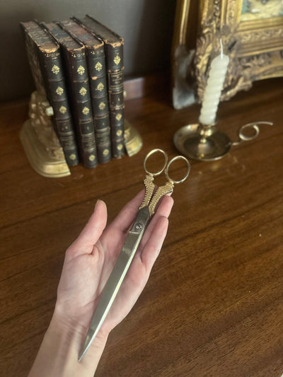 Antique Brass and Steel Letter Opener Scissors – c. 1900 - Loft of Echoes