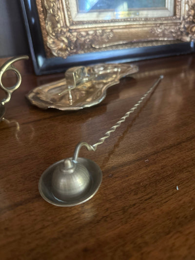 Antique Brass Candle Snuffer – Twisted Handle, Early 1900s - Loft of Echoes