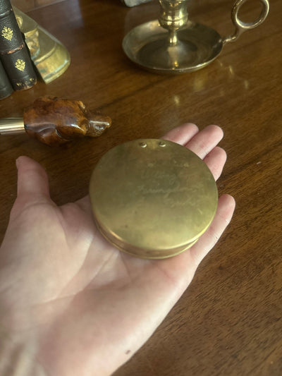 Antique Brass Snuff Box, 1908, Engraved “Uffington Farmington Berks” - Loft of Echoes