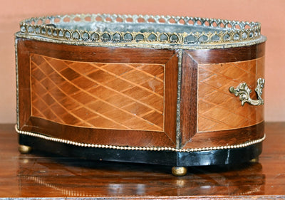 Antique French Louis XV / Louis XVI Transitional Marquetry Jardinière (19th Century) - Loft of Echoes