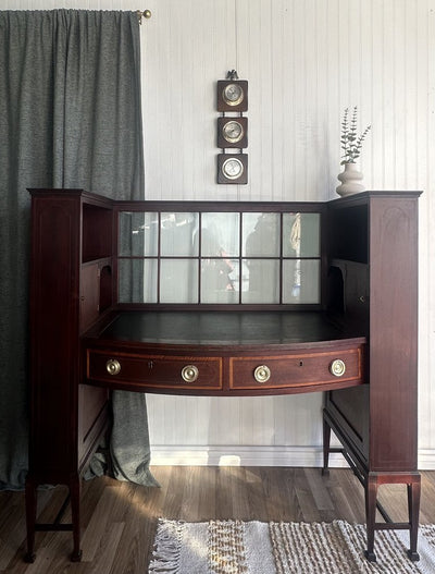 Edwardian Mahogany Desk with Black Leather Writing Surface - Loft of Echoes