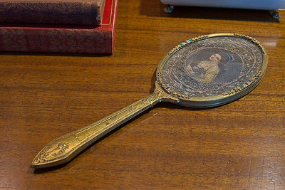 Italian Grand - Tour Hand Mirror with Micro - Mosaic Reserves, c. 1890 - Loft of Echoes