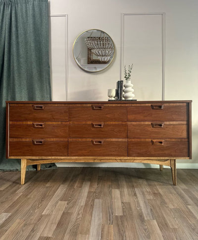 J.B. Van Sciver Mid - Century Modern Dresser 9 - drawers, Restored - Loft of Echoes
