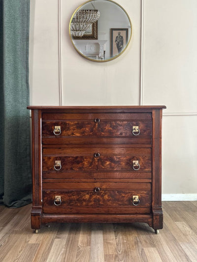 Late 19th - Century American Walnut Chest of Drawers — Burl Veneer | Professionally Restored Antique - Loft of Echoes