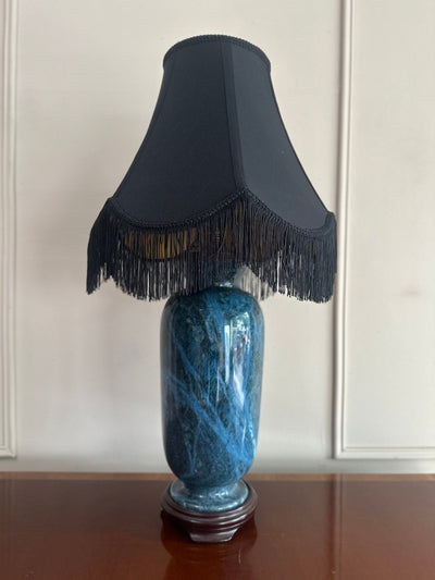 Monumental Blue Vintage Stone Vase Lamp - Loft of Echoes