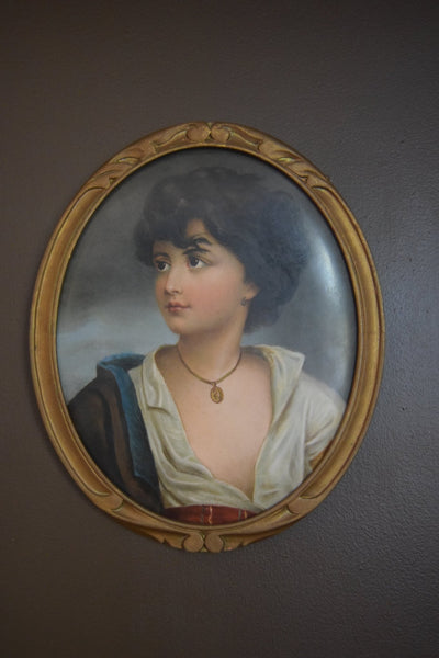 “Neapolitan Boy,” large hand - painted oval porcelain plaque, late 19th, KPM - Loft of Echoes