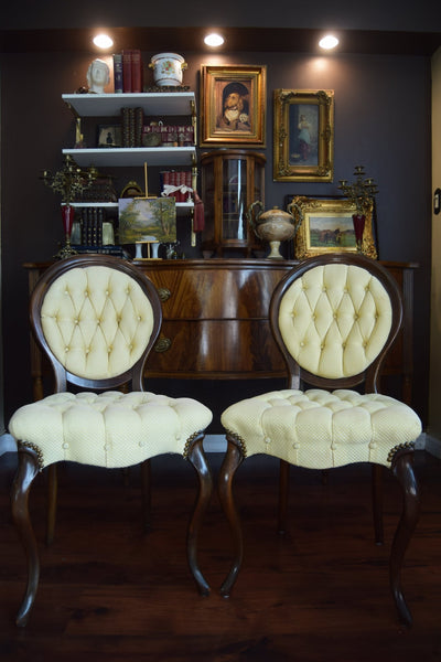 Pair of 19th - Century Balloon Back Parlor Side Chairs - Loft of Echoes
