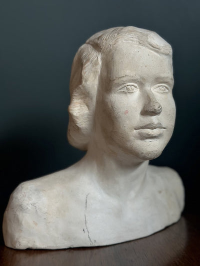 Plaster Portrait Bust — G. Lowell, 1951 (Mid - Century Studio Work) - Loft of Echoes