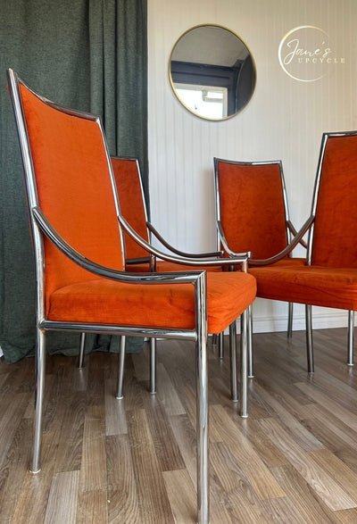 Set of 6 Dining Chairs Milo Baughman Style by Bassett Mirror Co. - Loft of Echoes