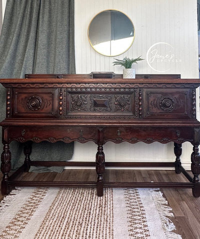 Spanish Revival Carved Oak Sideboard - Loft of Echoes