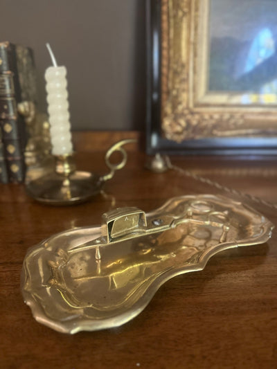 Victorian Brass Candle Wick Trimmer & Tray Set, c.1890–1910 - Loft of Echoes