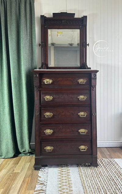 Victorian Eastlake Boarding Gentlemen Dresser with Carrara Marble Top Late 19TH Century - Loft of Echoes