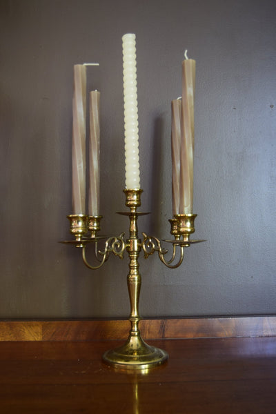 Vintage Brass Five - Arm Candelabra – Elegant Table Centerpiece - Loft of Echoes